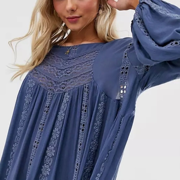 Free People Kiss Kiss Tunic - Color Navy Size Small NWT - Picture 3 of 10